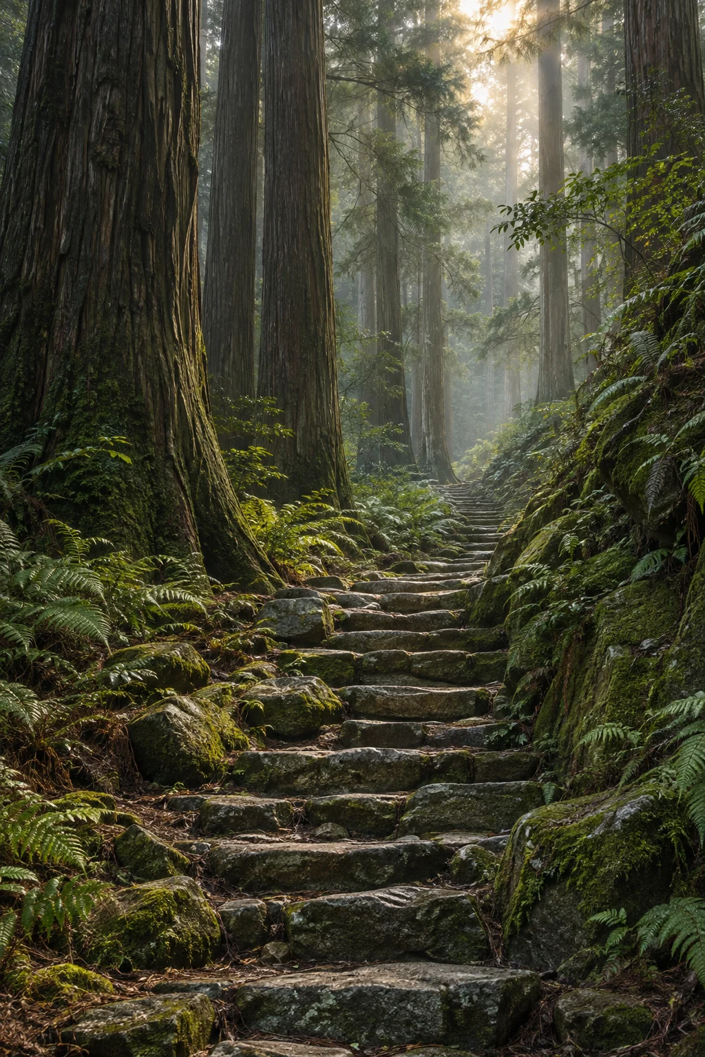 熊野古道杉林与石阶